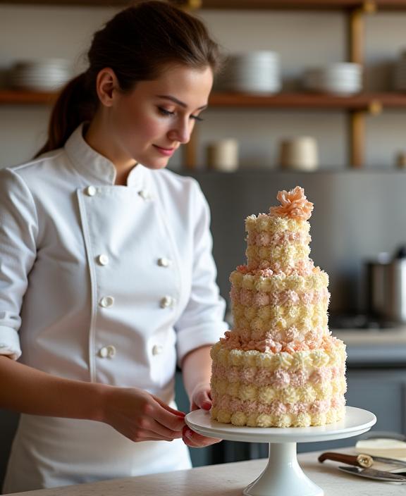 The founder of Speakeasy Sweets carefully decorating a bespoke cake.